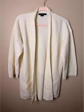 Pendleton Cardigan Wool Angora Textured Open Front Pockets Size S